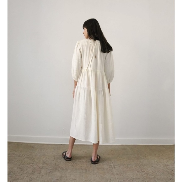 🖤”Zii Ropa” Nella Flowy Black Maxi Dress w/ 3/4 Sleeves and Tie-Back Size M 🖤 - Picture 11 of 11